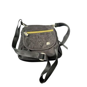 Haiku Crossbody Bag With Embroidered Floral Design & Yellow Interior